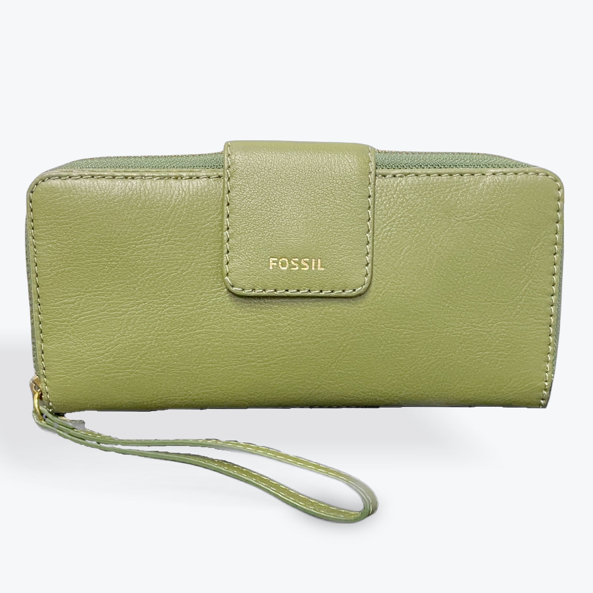 Fossil Madison Zip Clutch Medium Brown Leather Wristlet