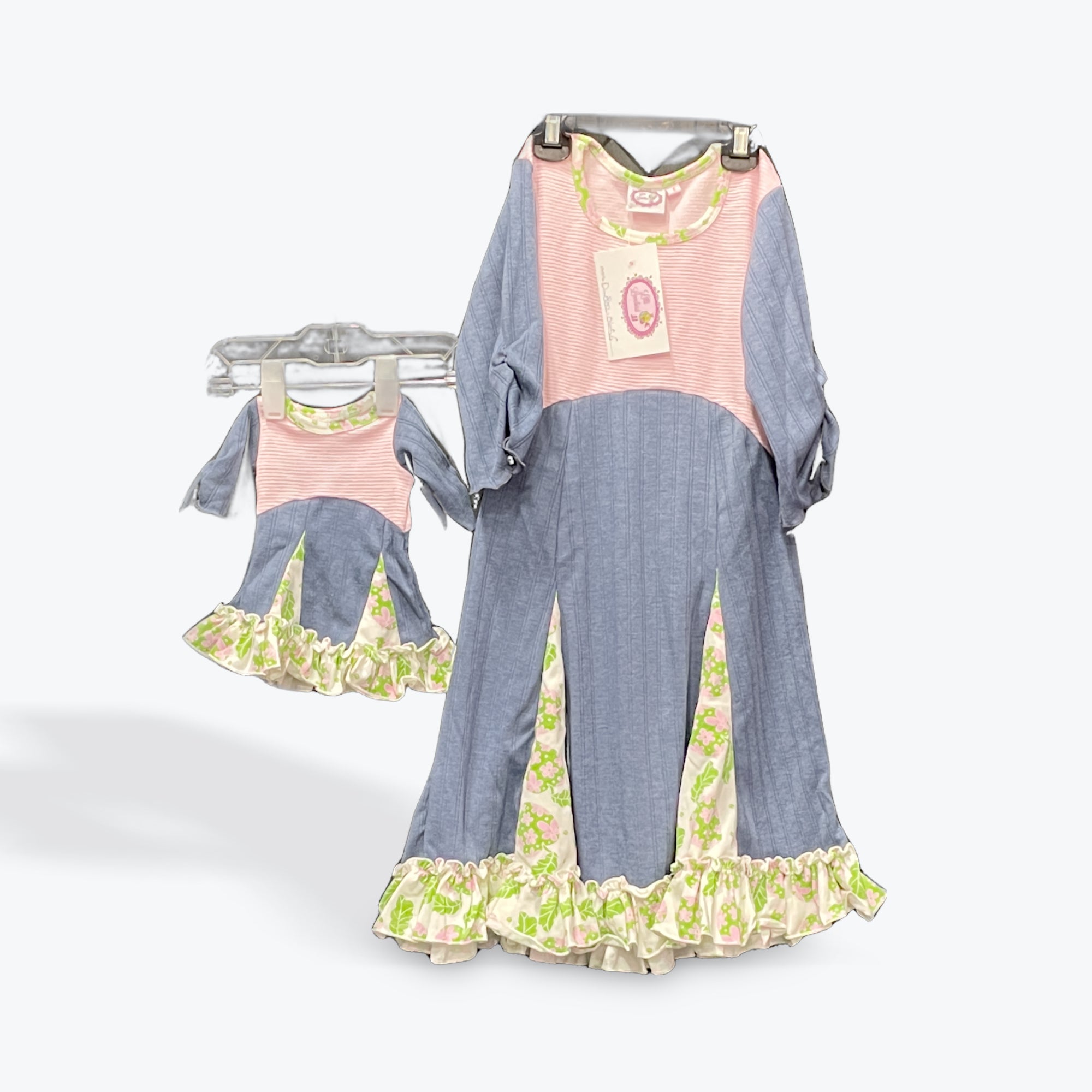 Lilli Lovebird Handmade Girls Ruffled Dress and Doll Dress Set Size 6